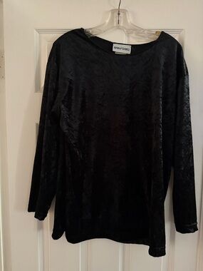 Frame Denim Black Velvet Long Sleeve Top